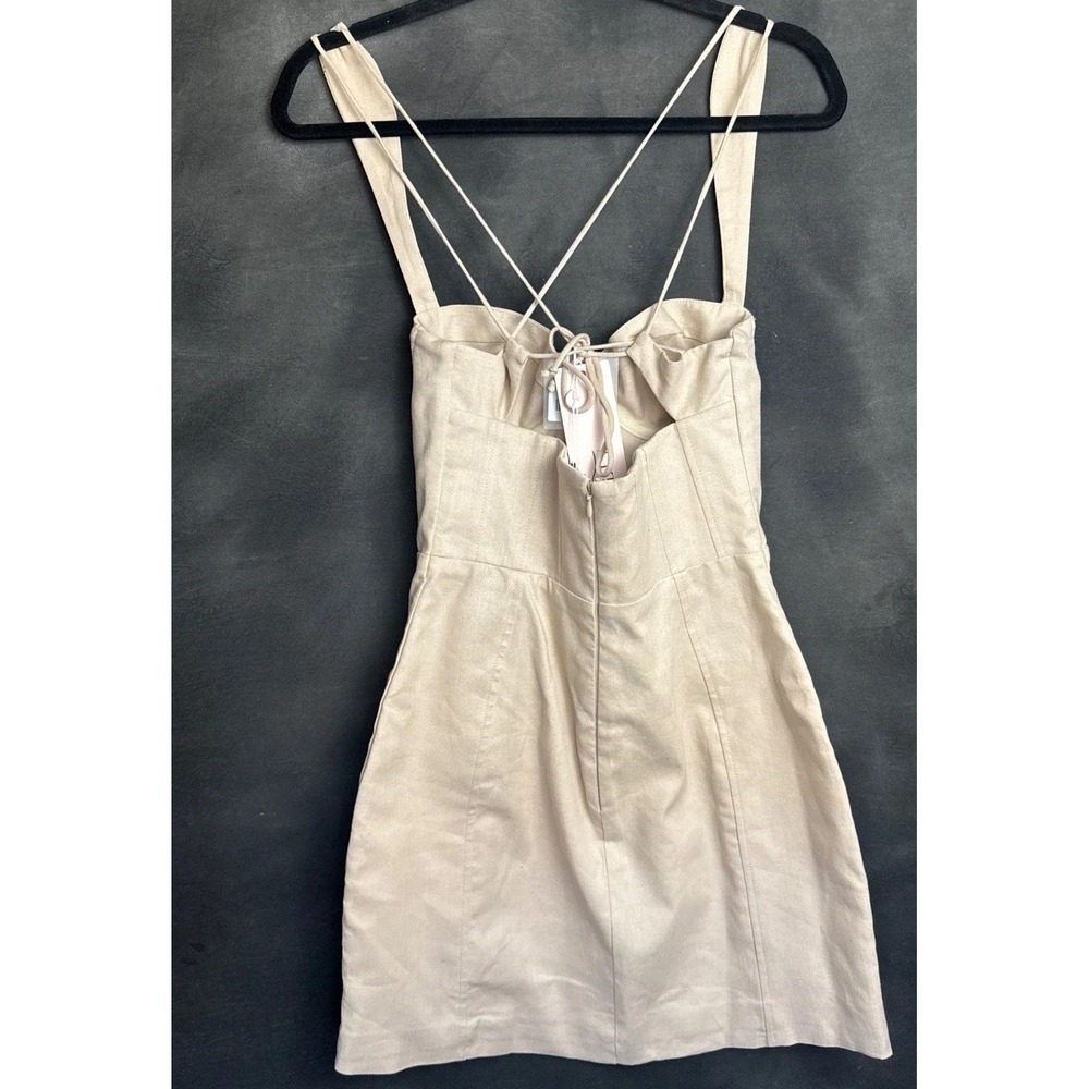 Oh Polly Mini Dress US 4 Sand Corset Bodycon Strappy Back Underwire NWT 7146 - Picture 2 of 8